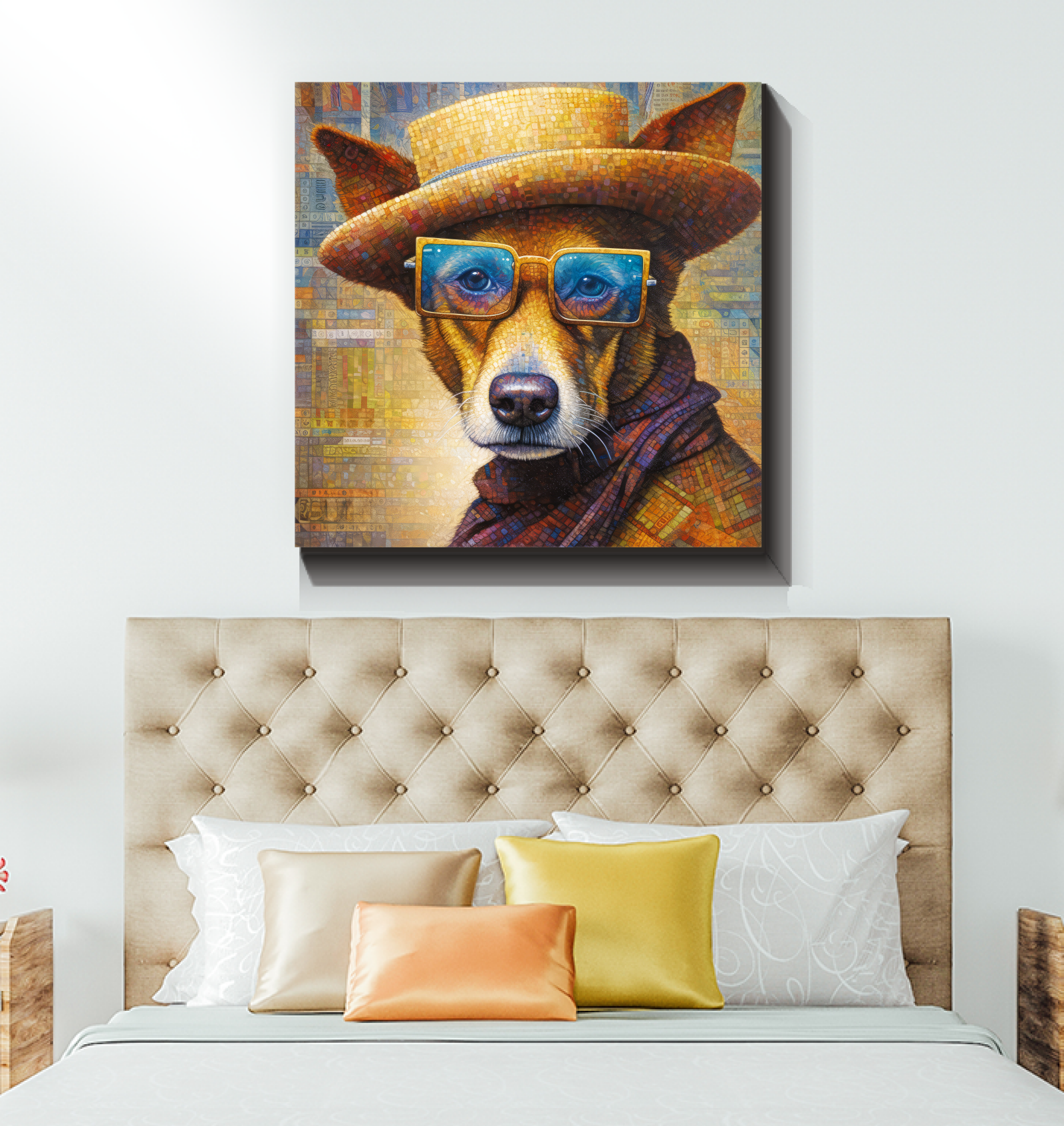 Joyful pups canvas artwork for living room