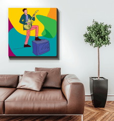 Guitar Player With A Combo Box1 Wrapped Canvas - Beyond T-shirts