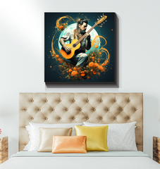 Guitarist's Oasis Desert Guitar Canvas Print