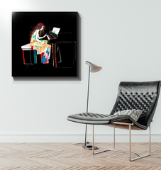 Wall art featuring bright marigold meadows scene