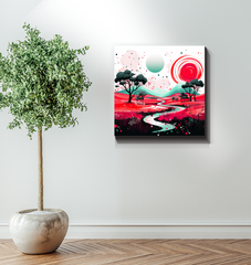 Vibrant Valley Colorful Landscape Canvas