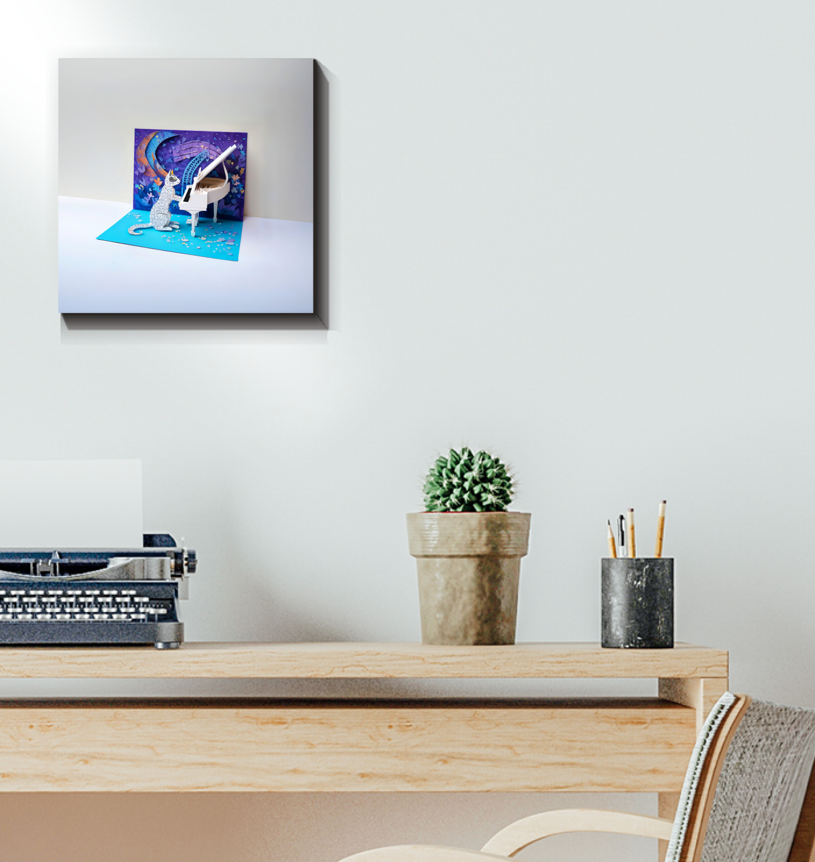 Mystic Moonlight Moth Wrapped Canvas in a stylish living room.