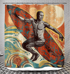 Sunset Surfing Dreams Shower Curtain Catch The Coastal Glow - Beyond T-shirts