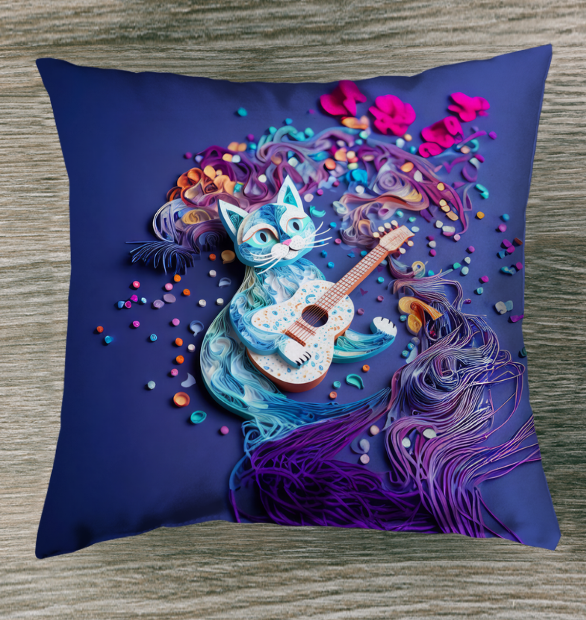 Indoor pillow with Kirigami Ocean Waves design.