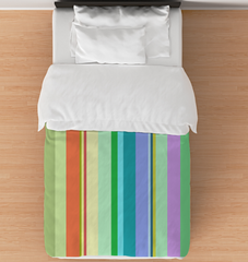 Elegant Serene Stripes Duvet Cover on a cozy, well-made bed.