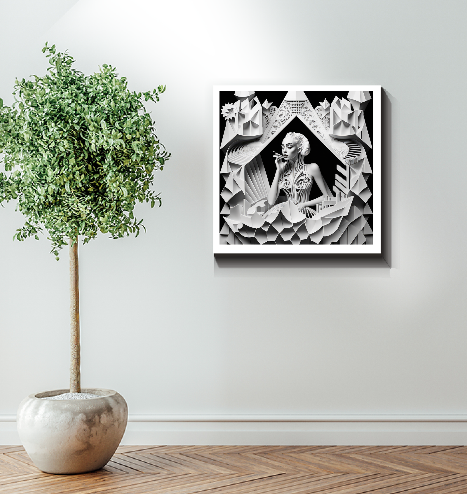 Glam Rock Artwork on white wall background.