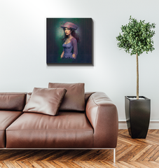 Celestial Serenity Luxury Wrapped Canvas in a sophisticated living room.