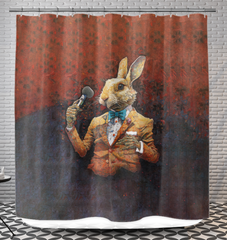 Woodland Rabbit pattern on a stylish shower curtain.