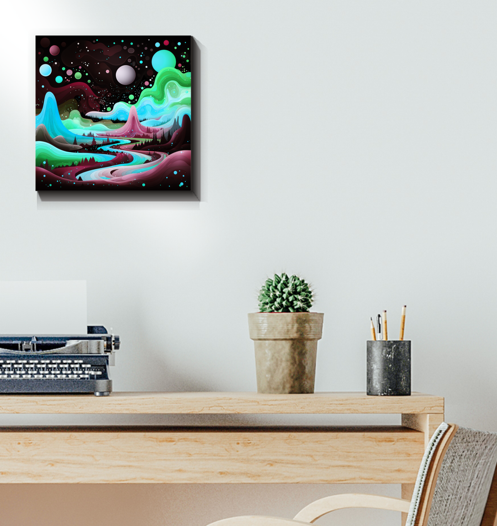 Serene Snowcaps Winter Landscape Canvas