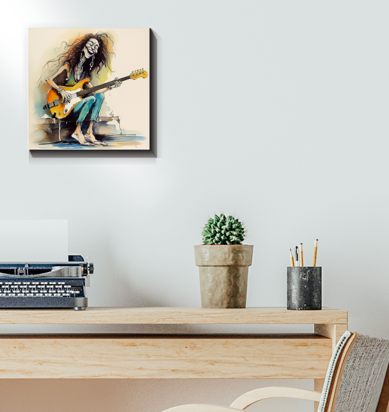 Vibrant Violinist's Velvety Vignette Wrapped Canvas