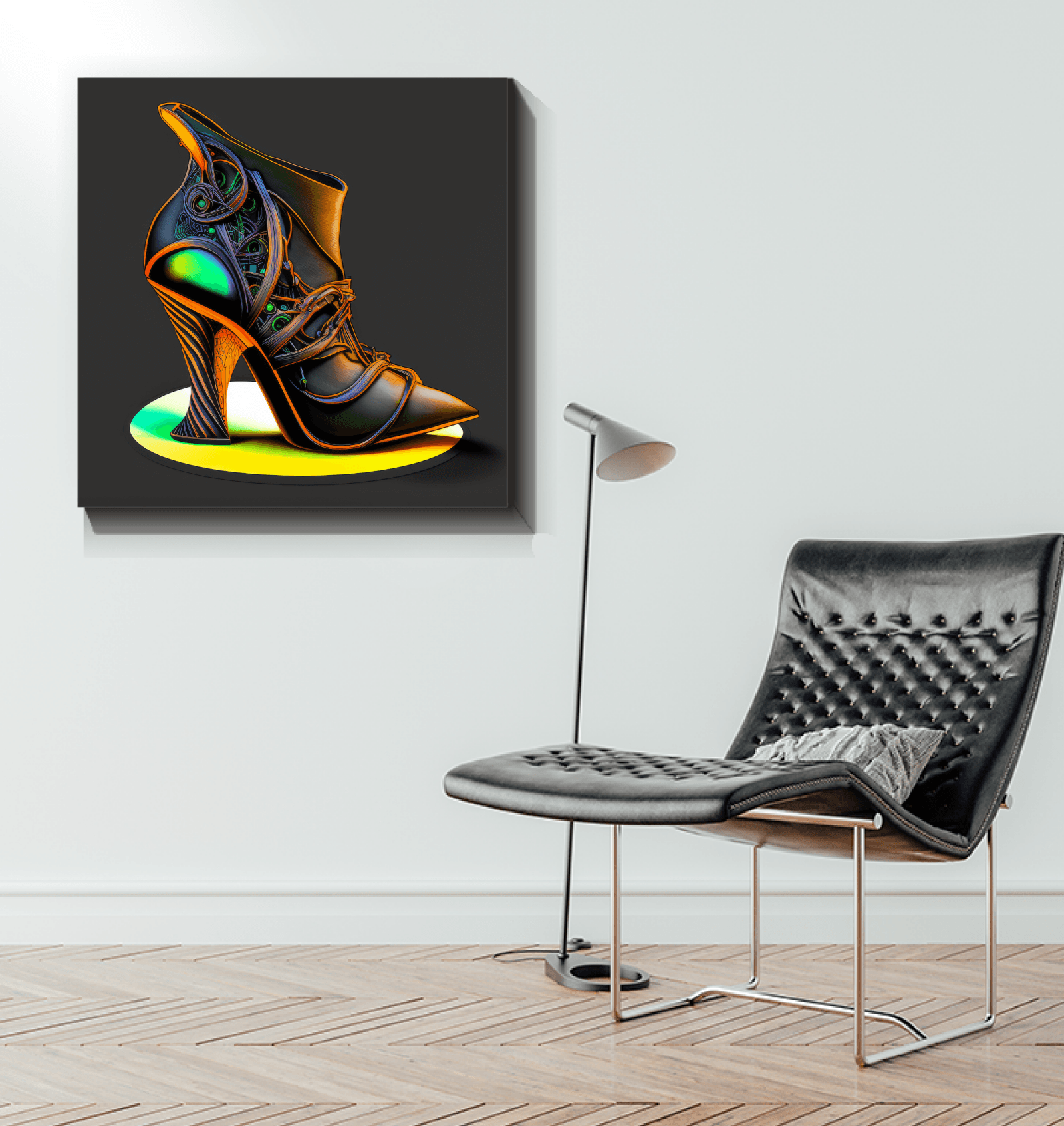 Stepping into Tomorrow - Futuristic Shoe Canvas - Beyond T-shirts