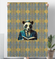 Panda Paradise Sherpa Blanket draped over a chair