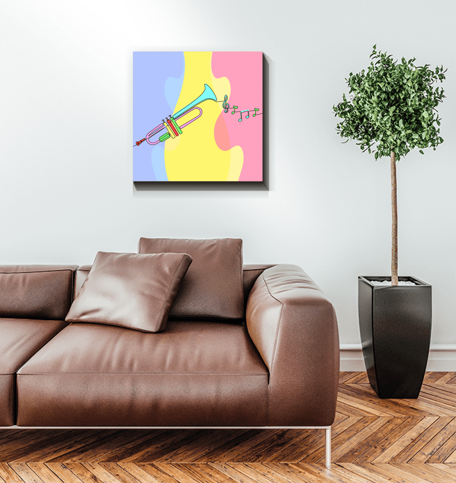 Trumpet Line Art Wrapped Canvas - Beyond T-shirts