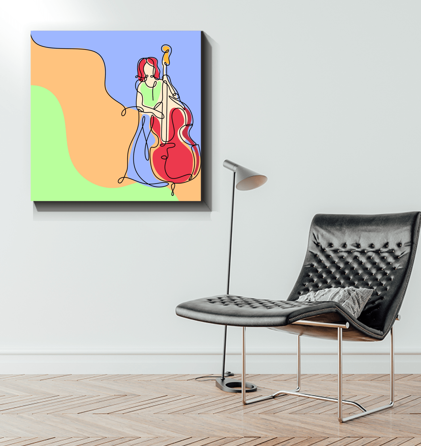 Contrabass Line Art 1 Wrapped Canvas - Beyond T-shirts