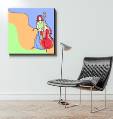 Contrabass Line Art 1 Wrapped Canvas - Beyond T-shirts