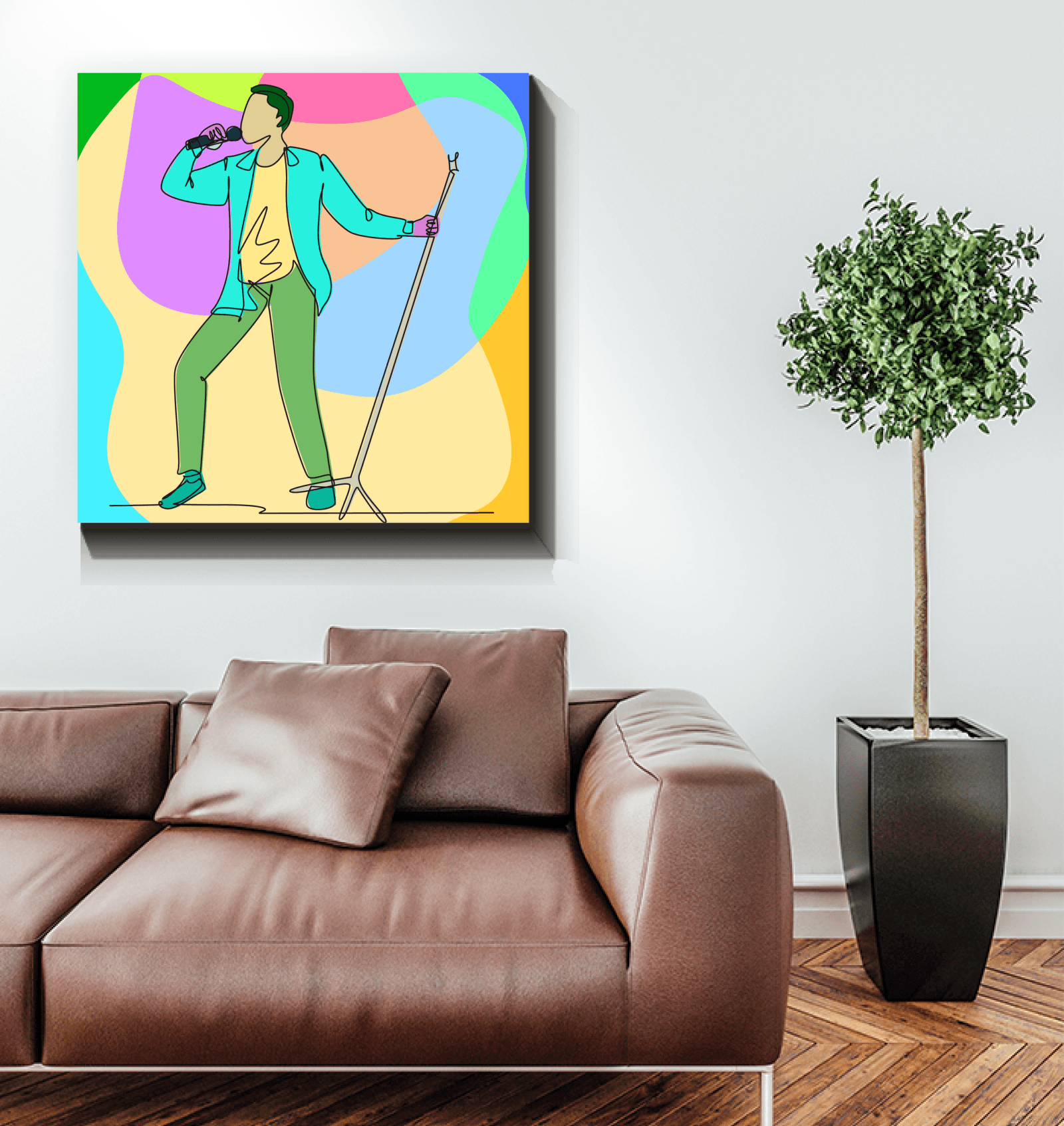 A singer With A Microphone Stand1 Wrapped Canvas - Beyond T-shirts