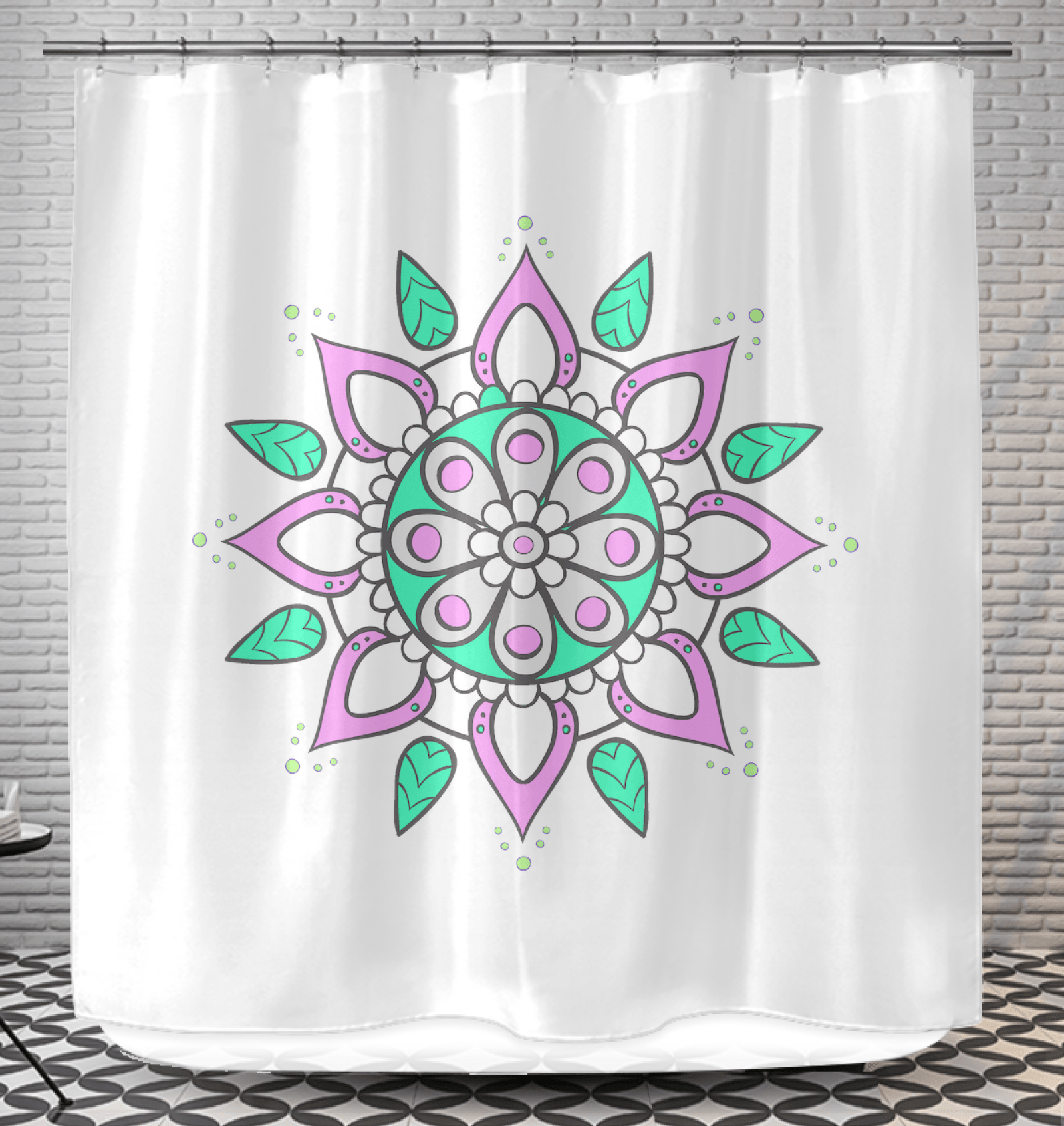 Mandala Elements Watercolor Shower Curtain - Beyond T-shirts