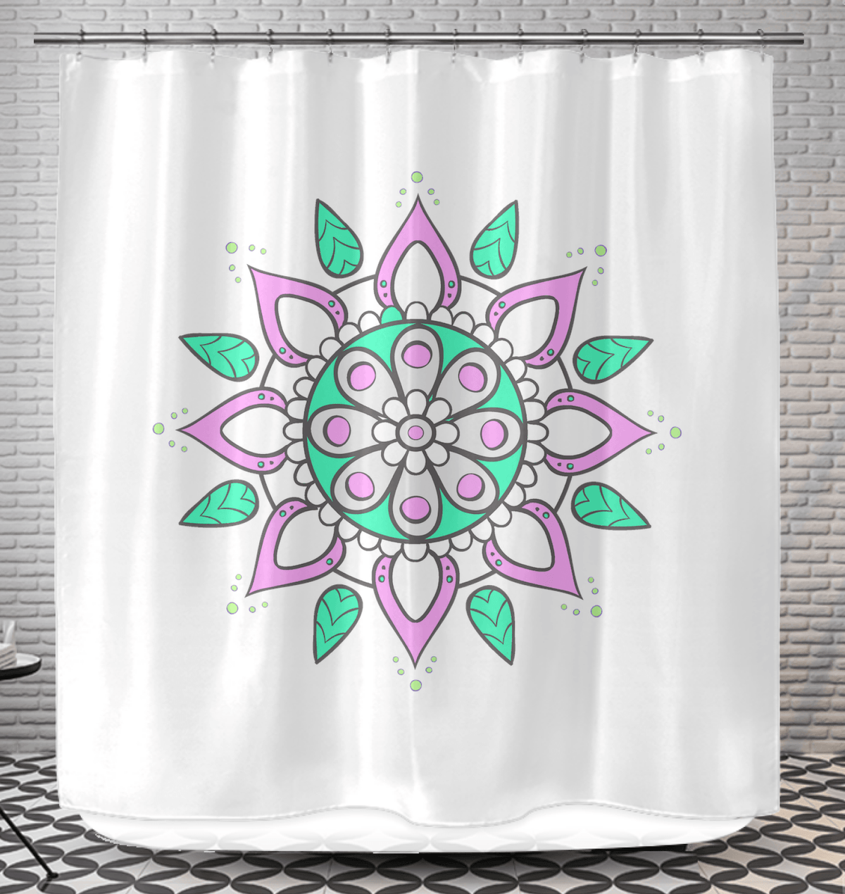 Mandala Elements Watercolor Shower Curtain - Beyond T-shirts