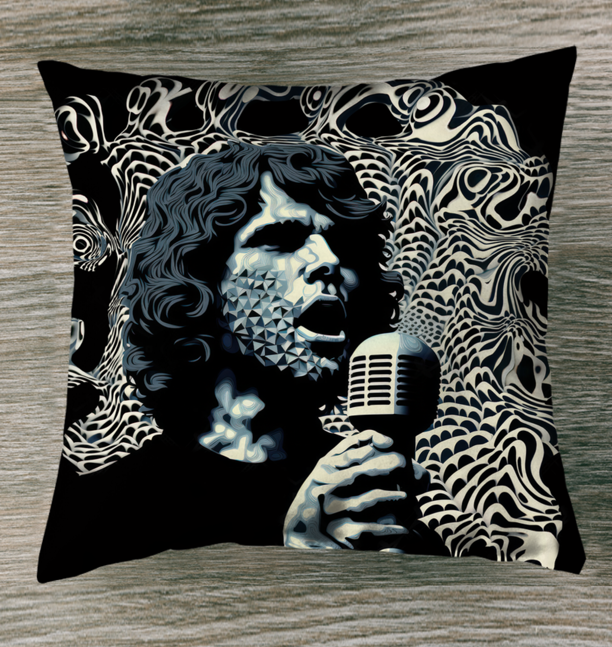 Flute and Flowers Outdoor Pillow