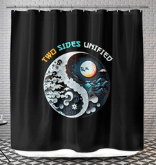 Ying Yang shower curtain with mystic forest design.