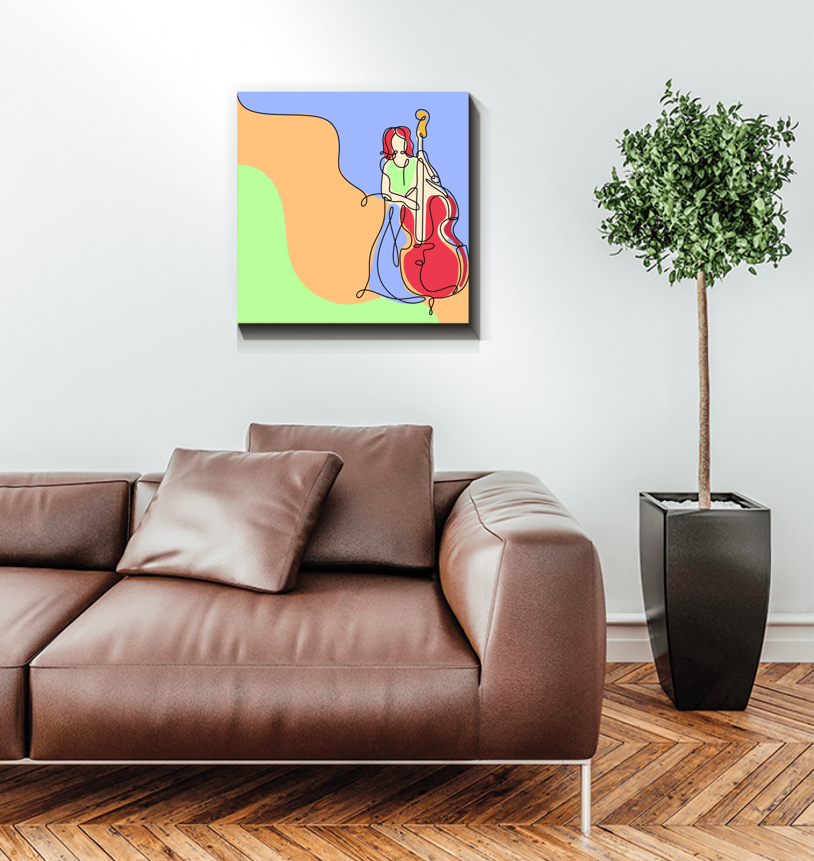 Contrabass Line Art 1 Wrapped Canvas - Beyond T-shirts