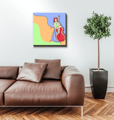 Contrabass Line Art 1 Wrapped Canvas - Beyond T-shirts