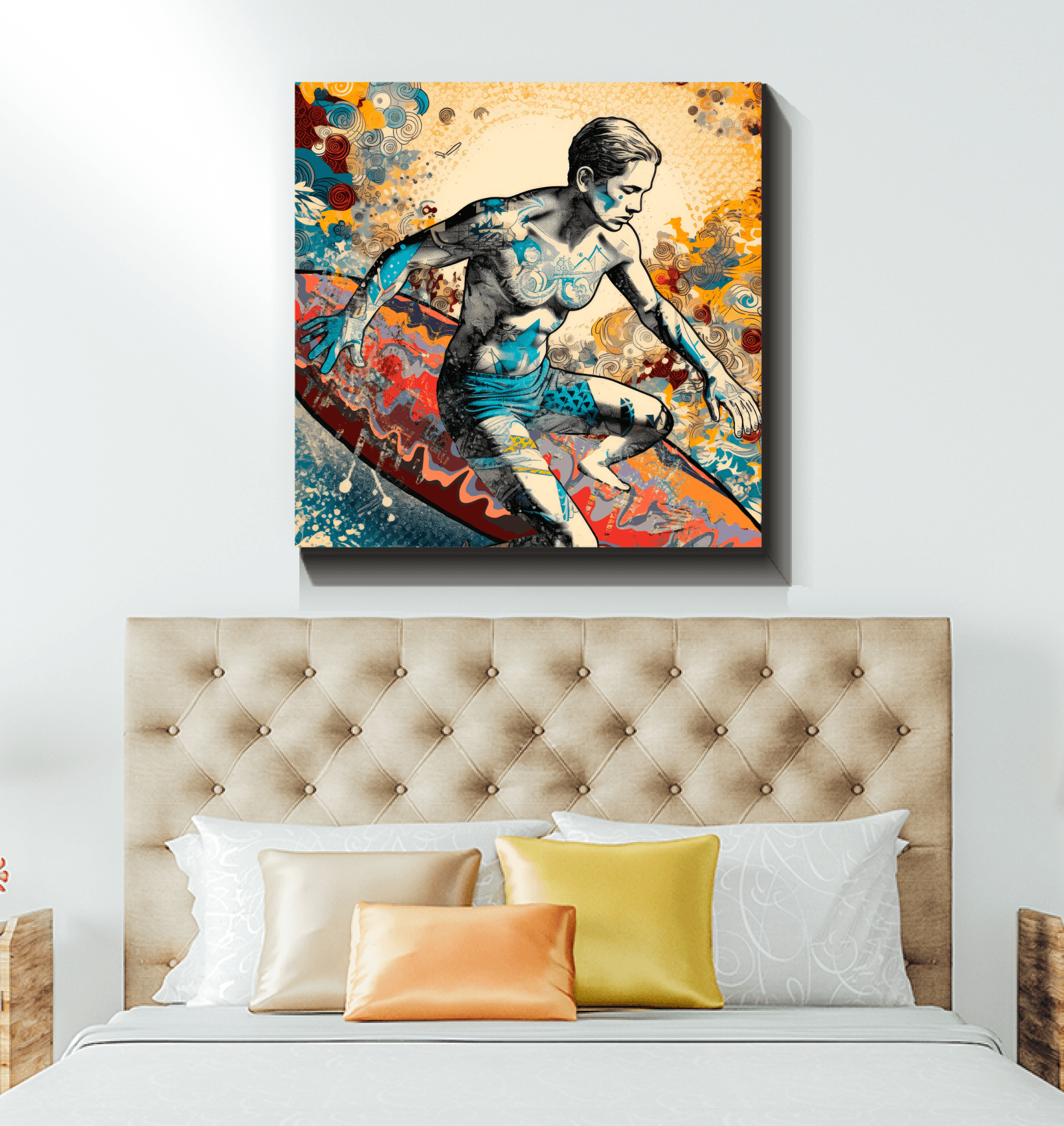 Surfing Elements Canvas Art - Beyond T-shirts