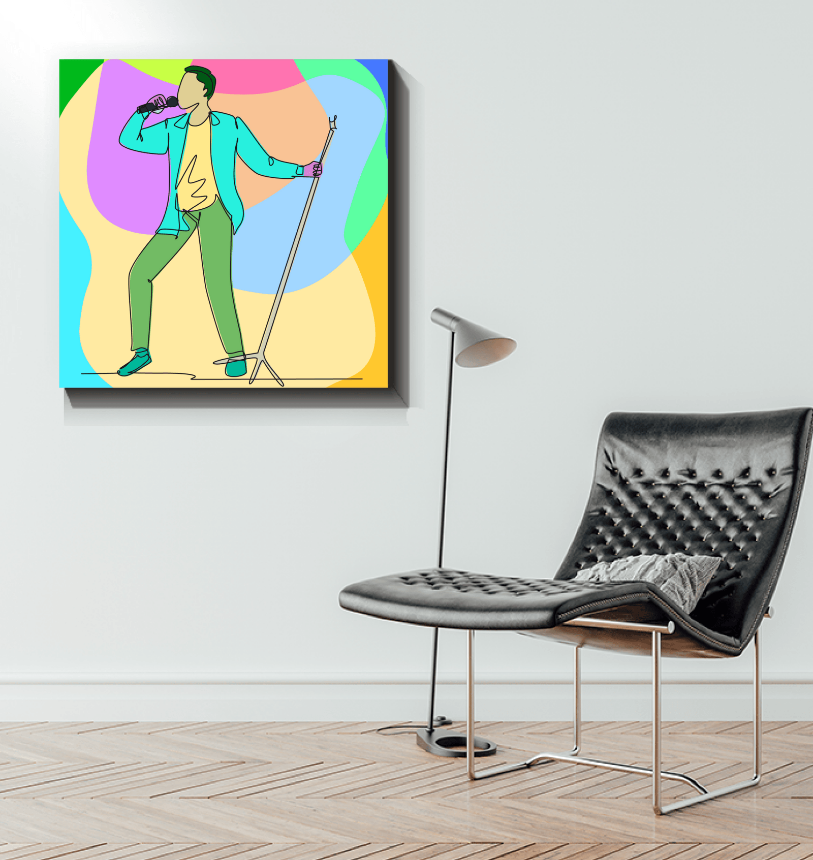 A singer With A Microphone Stand1 Wrapped Canvas - Beyond T-shirts