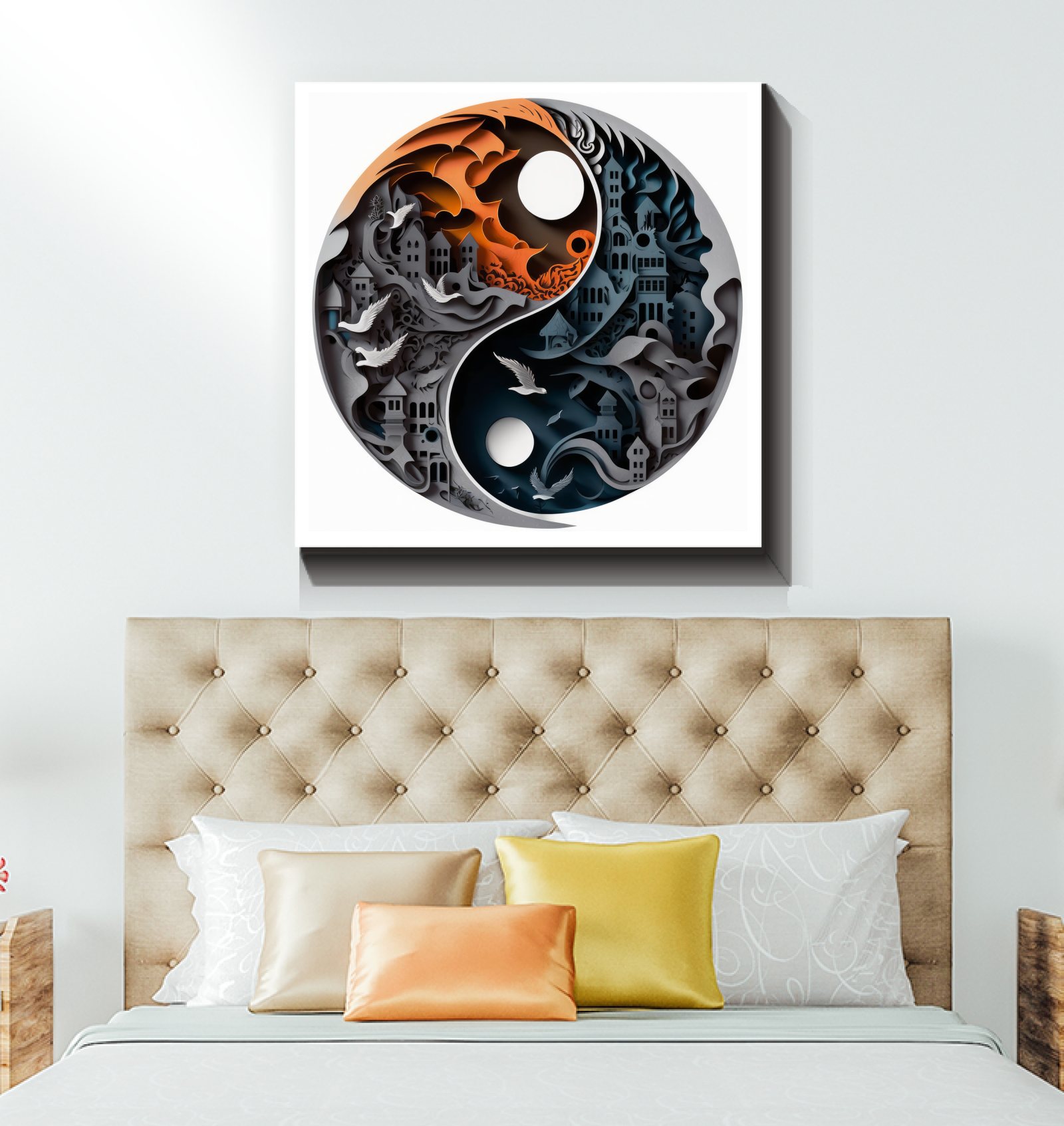 Living room canvas art showcasing dynamic stillness.