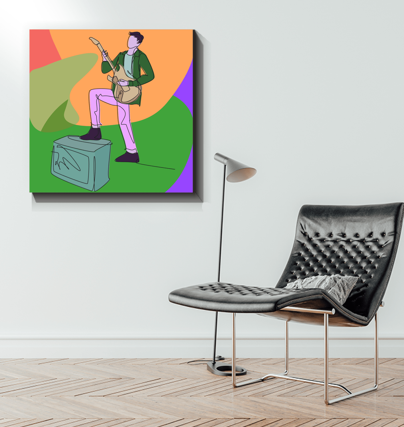 Guitar Player With A Combo Box1 Wrapped Canvas - Beyond T-shirts
