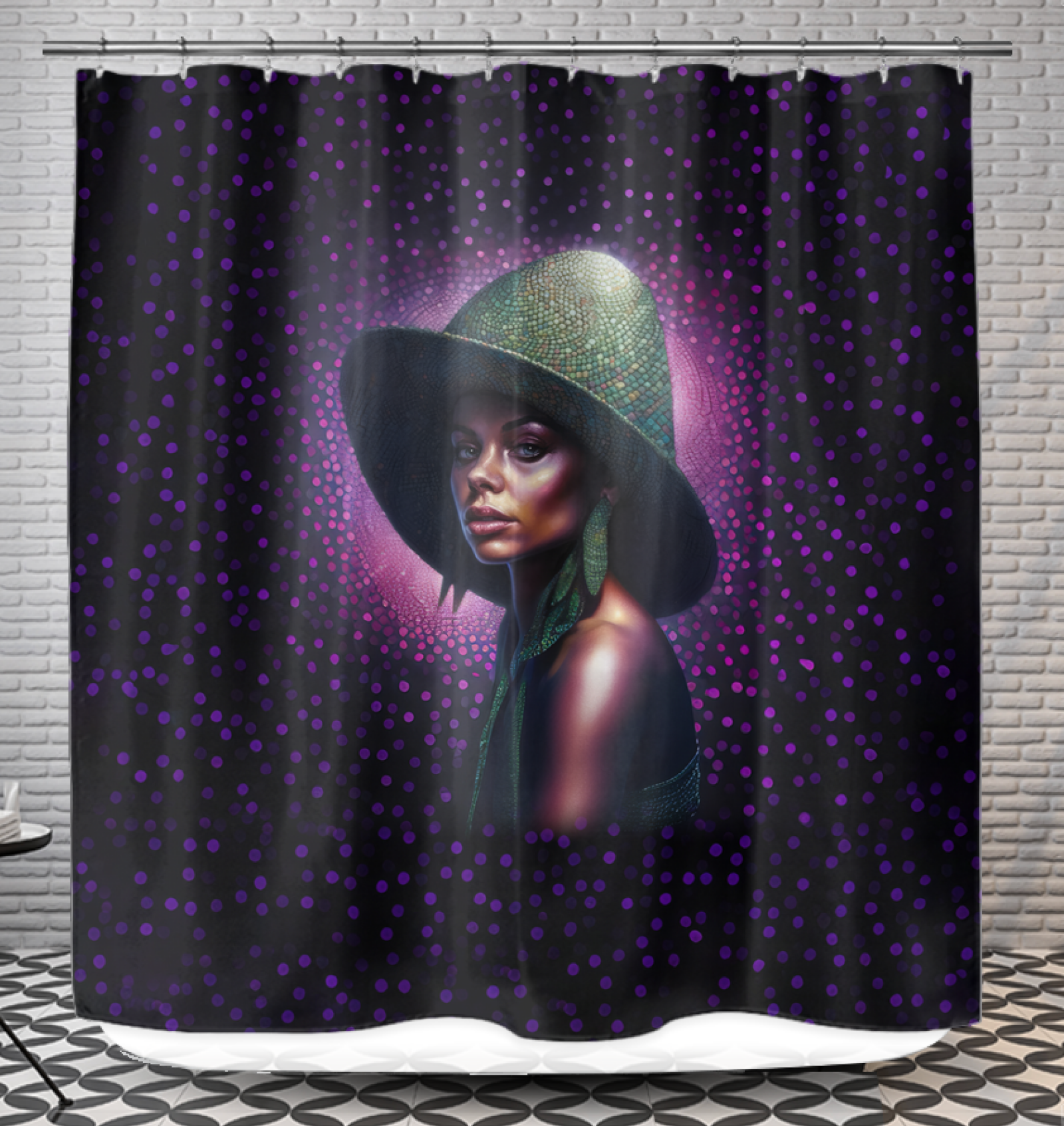 Serene Oasis Shower Curtain in tranquil bathroom setting.