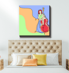 Contrabass Line Art 1 Wrapped Canvas - Beyond T-shirts