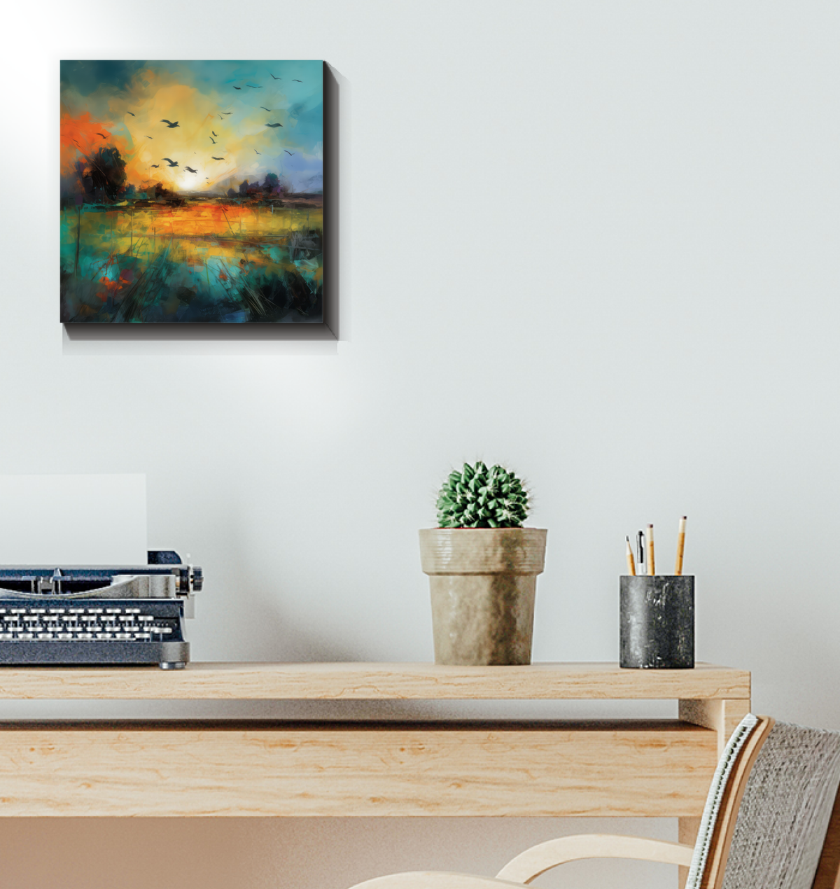 Golden Hour by the Lake Wrapped Canvas