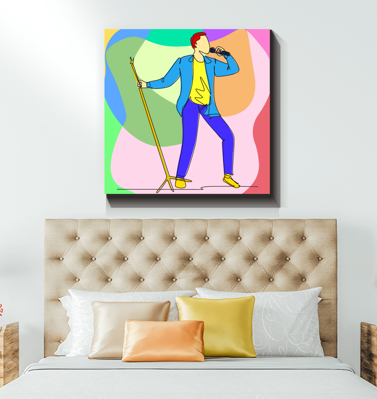 A singer With A Microphone Stand1 Wrapped Canvas - Beyond T-shirts