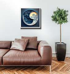 Lunar eclipse and radiant sun canvas artwork.