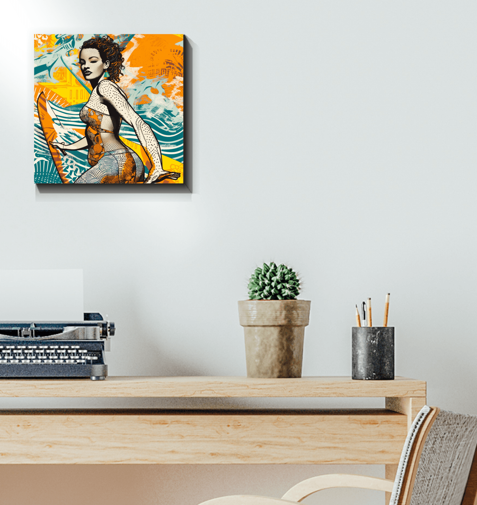 Surfing 5 30 Canvas in a tranquil living room setting