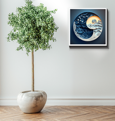 Mystical lunar and solar canvas for home decor.
