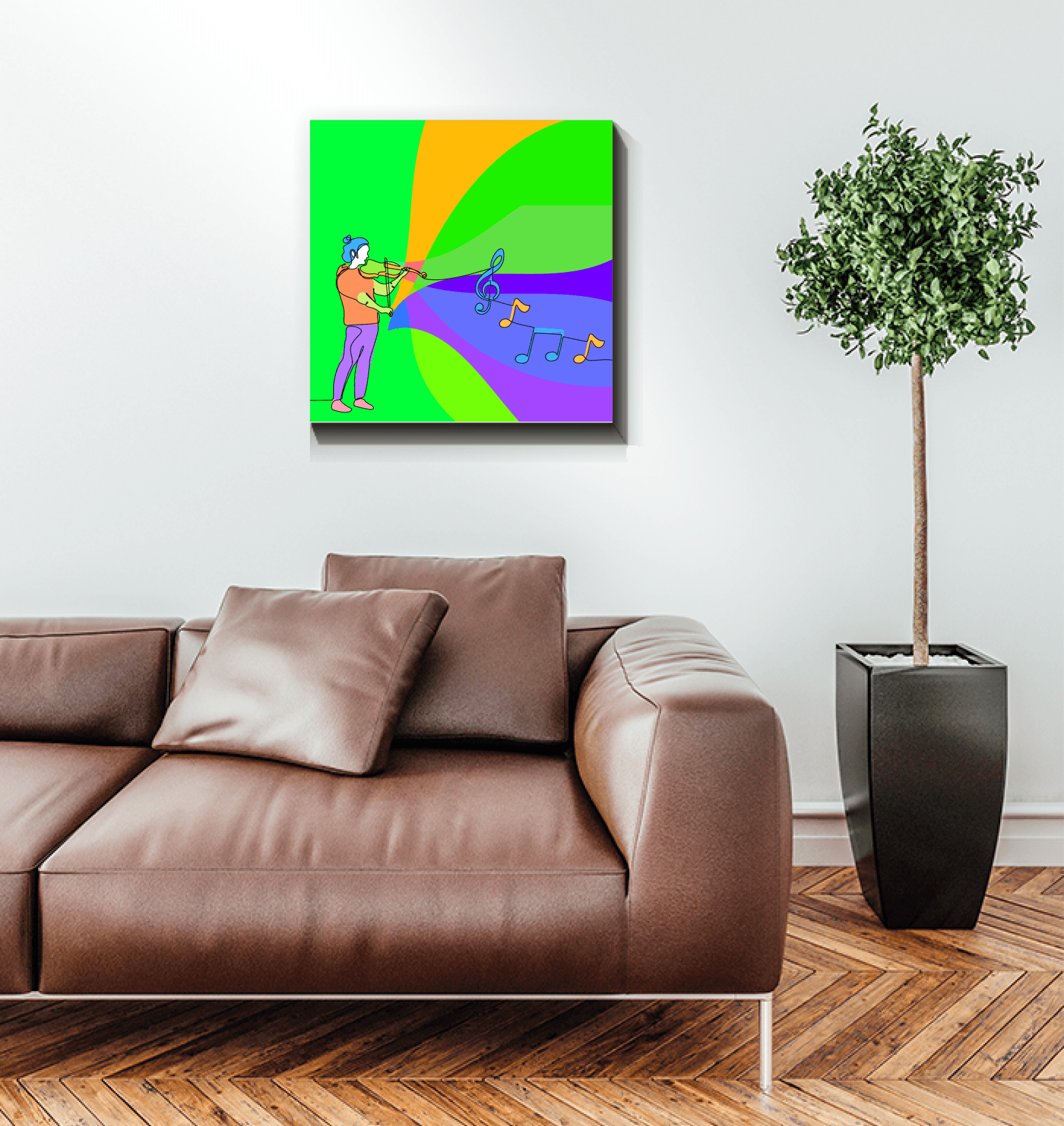 Lady Playing Violin Line Art Wrapped Canvas - Beyond T-shirts