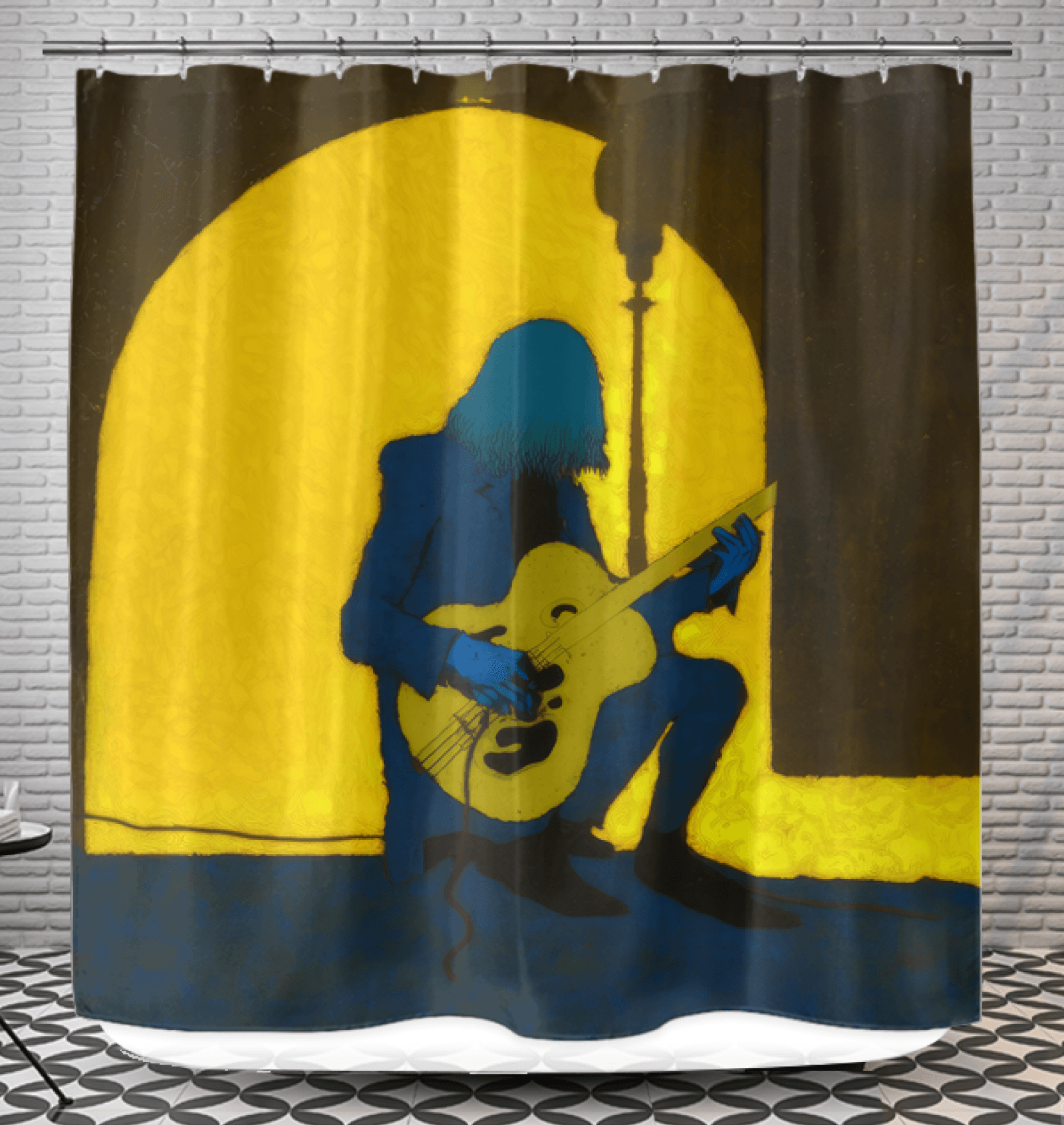 NS-859 waterproof shower curtain showcasing elegant pattern and colors.