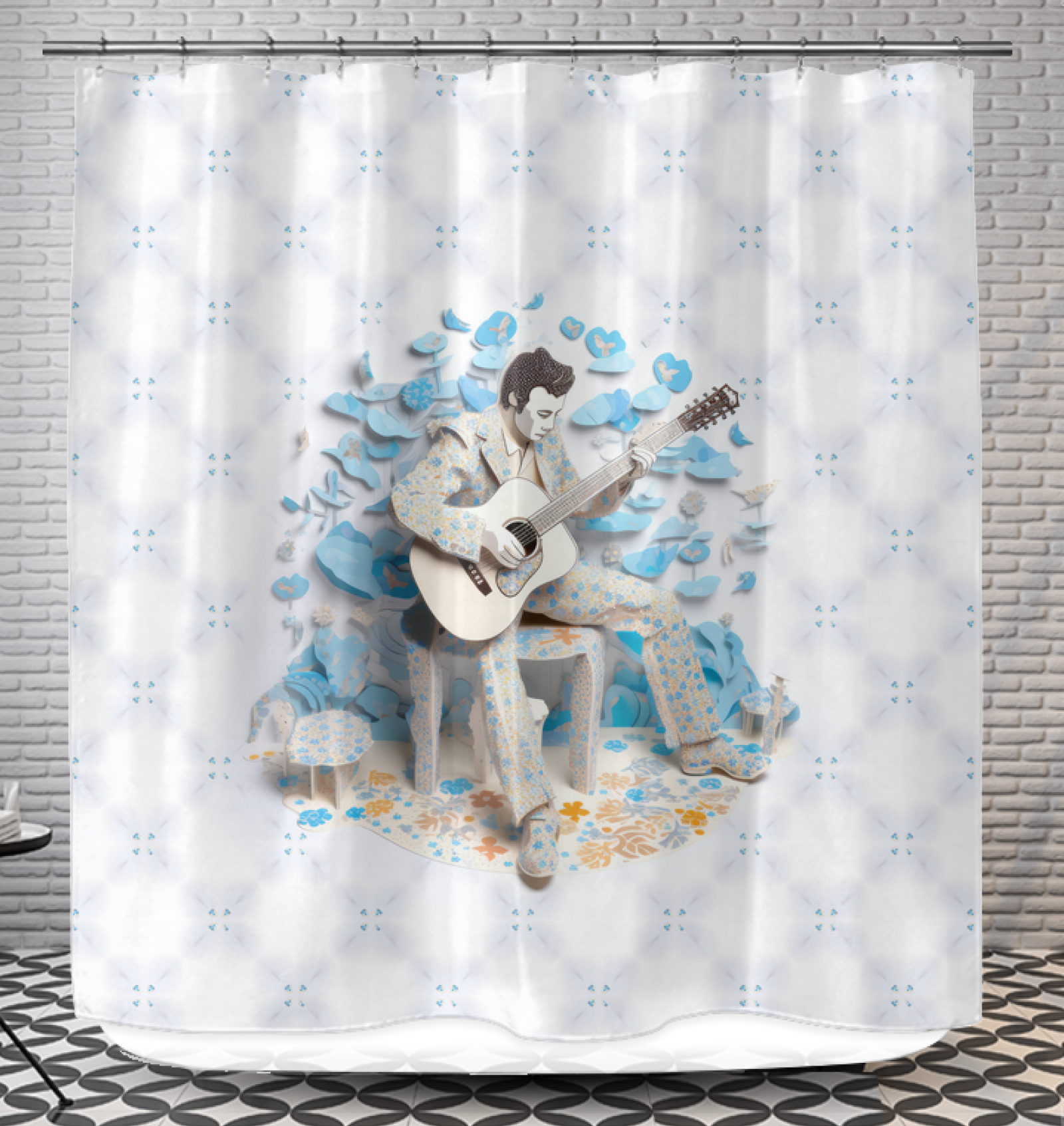 Tranquil Origami Bliss Shower Curtain showcasing serene origami designs for bathroom decor.