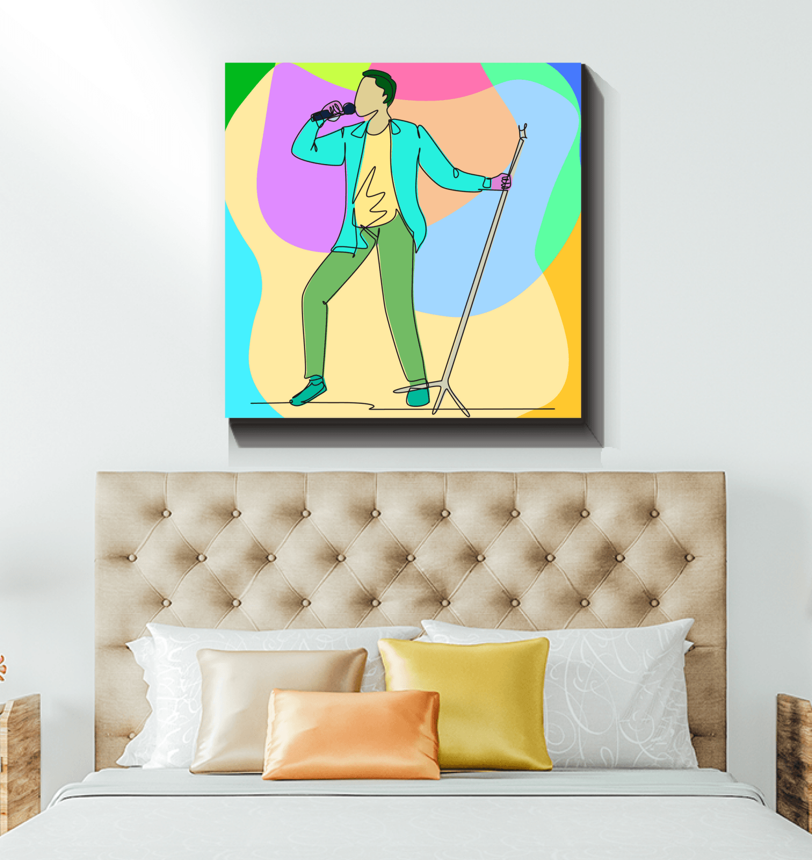 A singer With A Microphone Stand1 Wrapped Canvas - Beyond T-shirts