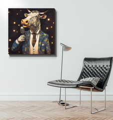 Cow's Whimsical Meadow Wrapped Canvas