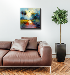 Tranquil Mountain Sunset Wrapped Canvas