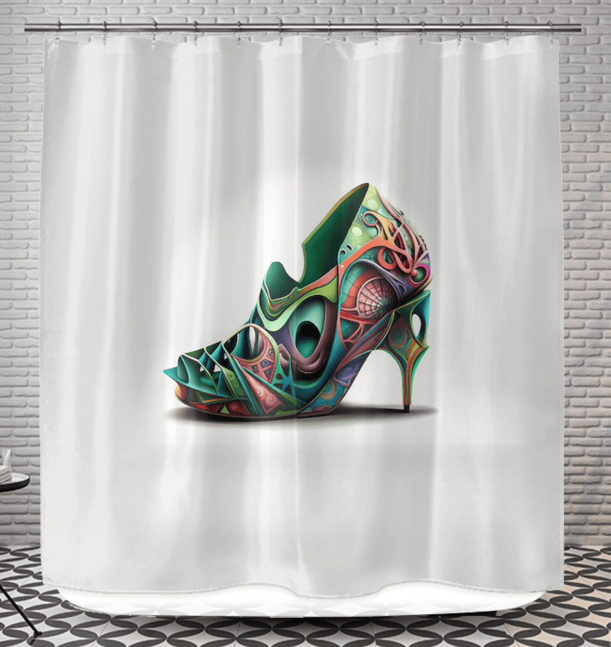 SleekGlide Futuristic Shoe Shower Curtain - Beyond T-shirts