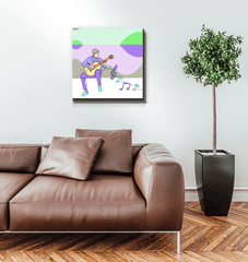 Man Playing Guitar Line Art 2 Wrapped Canvas - Beyond T-shirts