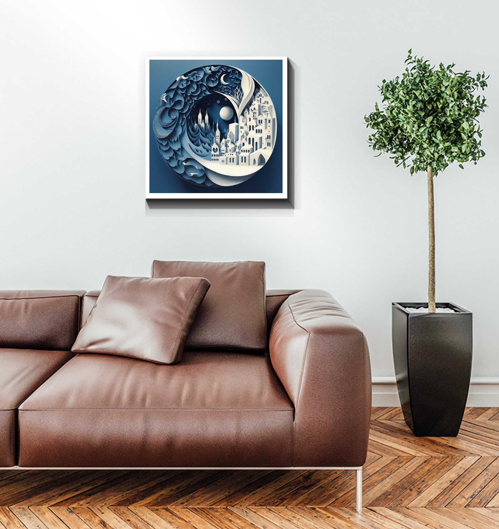 Wrapped canvas depicting the cycle of thriving and waning.