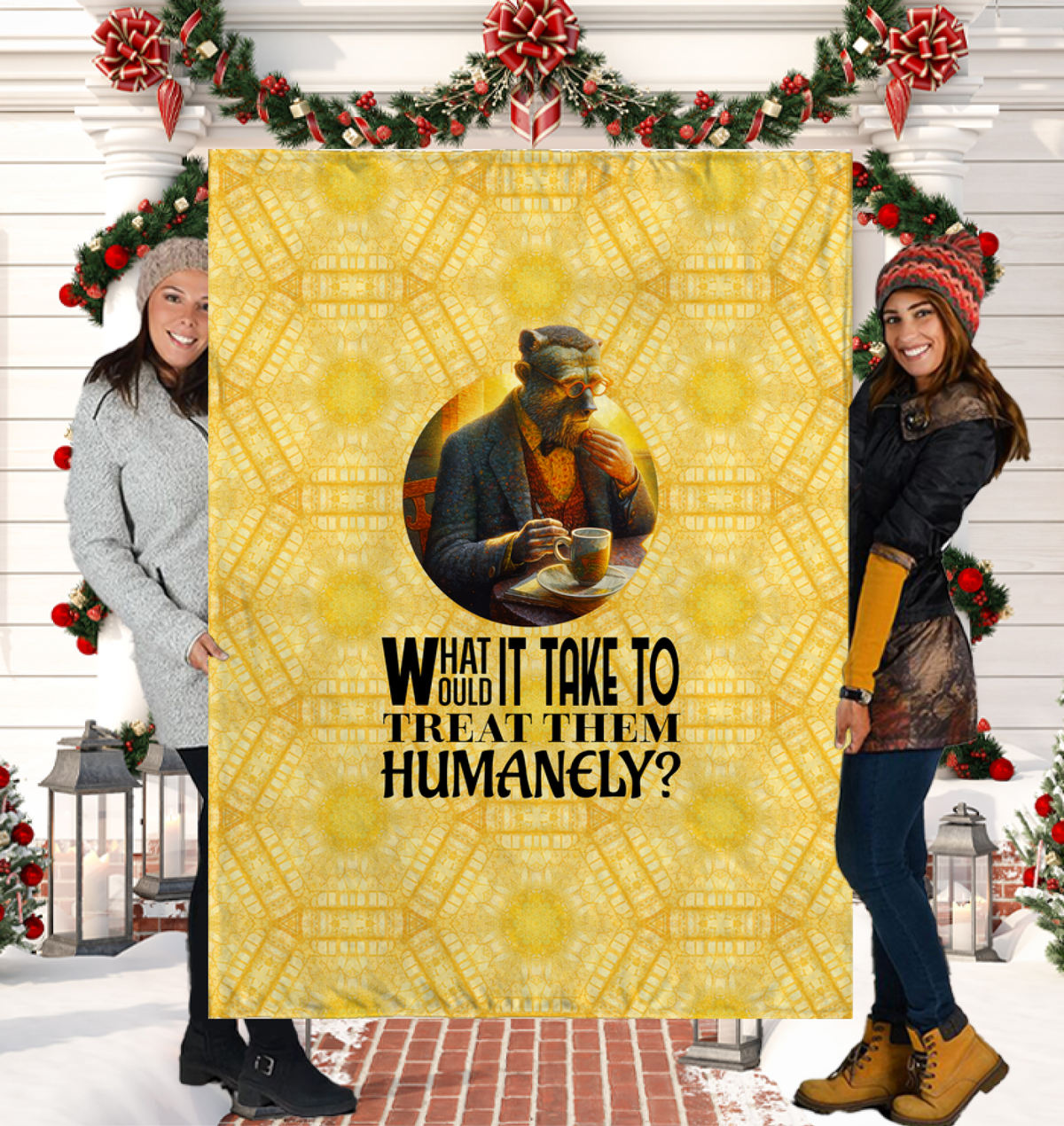 Luxurious fleece material of the Aristocratic Monkey Sherpa Blanket.