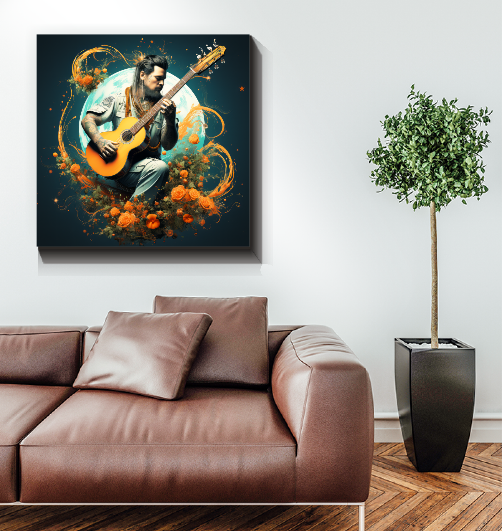 Guitarist's Oasis Desert Guitar Canvas Print