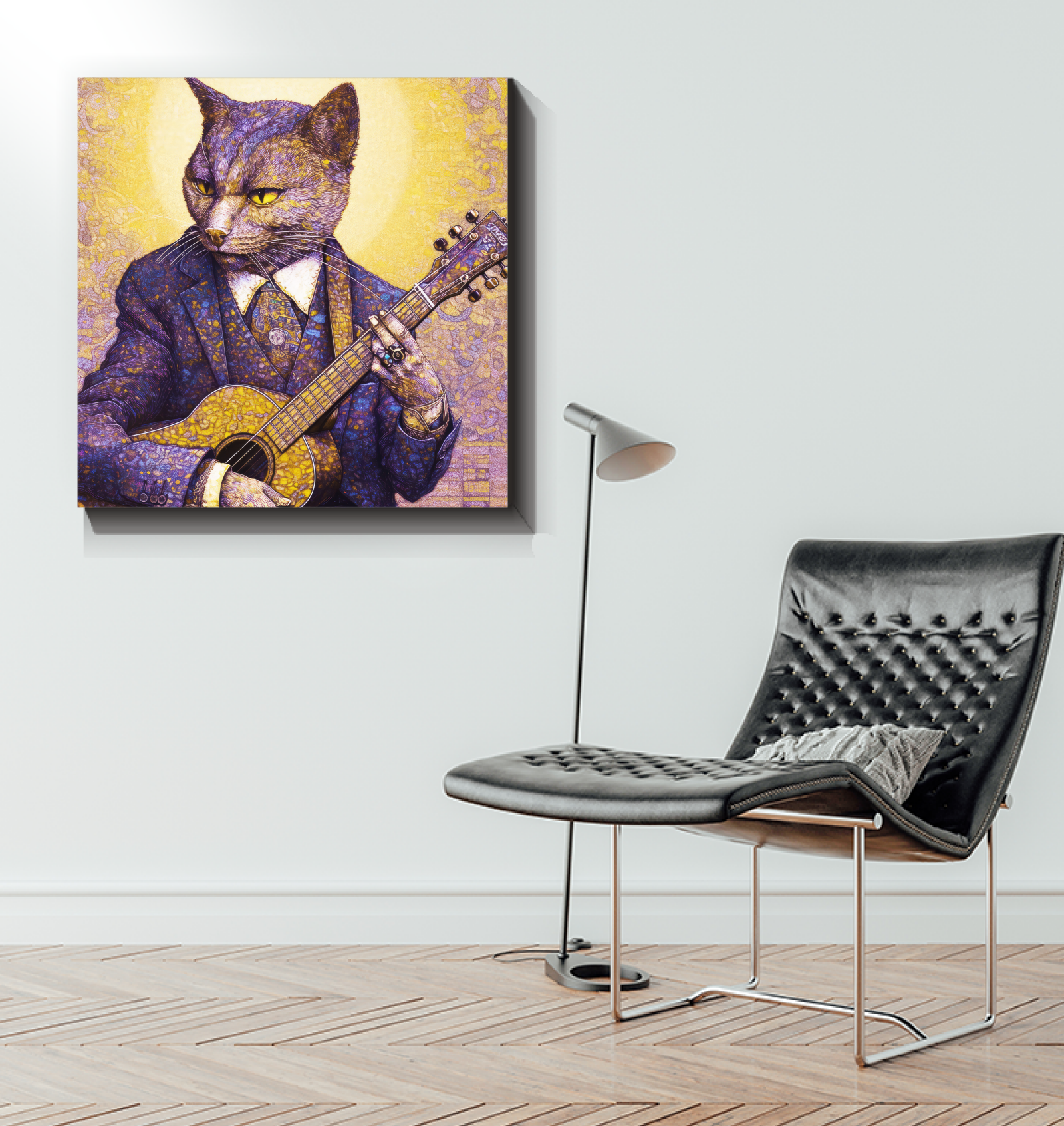 Whimsical squirrel portrait art.