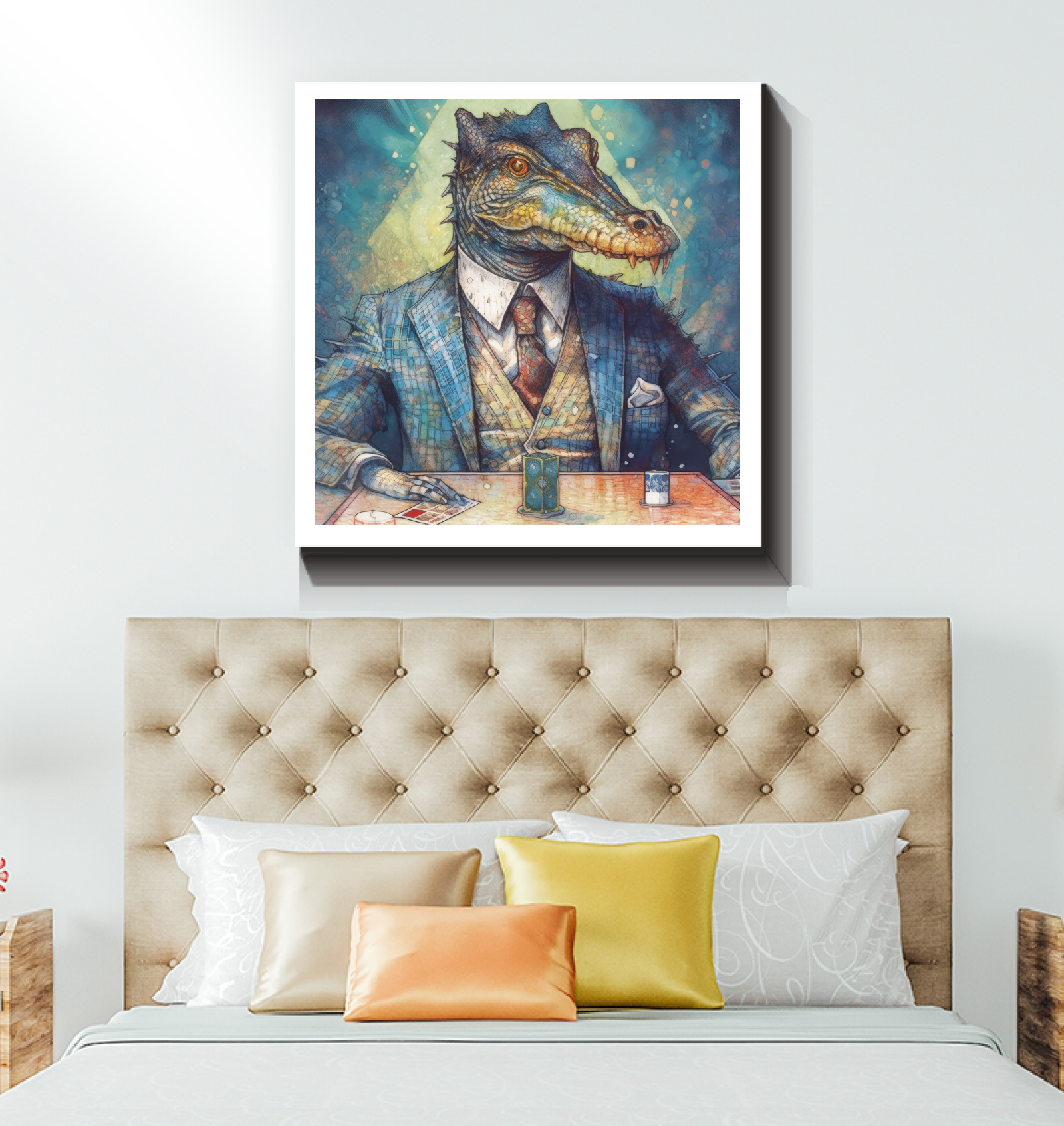 Stylish Kangaroo with Boombox Wrapped Canvas.